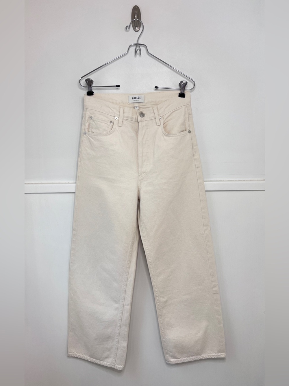 Agolde Ren High Rise Wide Leg Cotton Jeans in Brown Rice